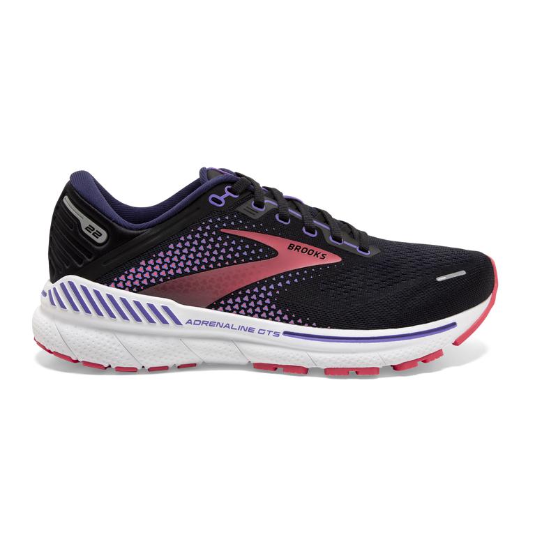 Brooks Adrenaline GTS 22 Supportive Women's Road Running Shoes - Black/Purple/Coral (48569-IUEV)